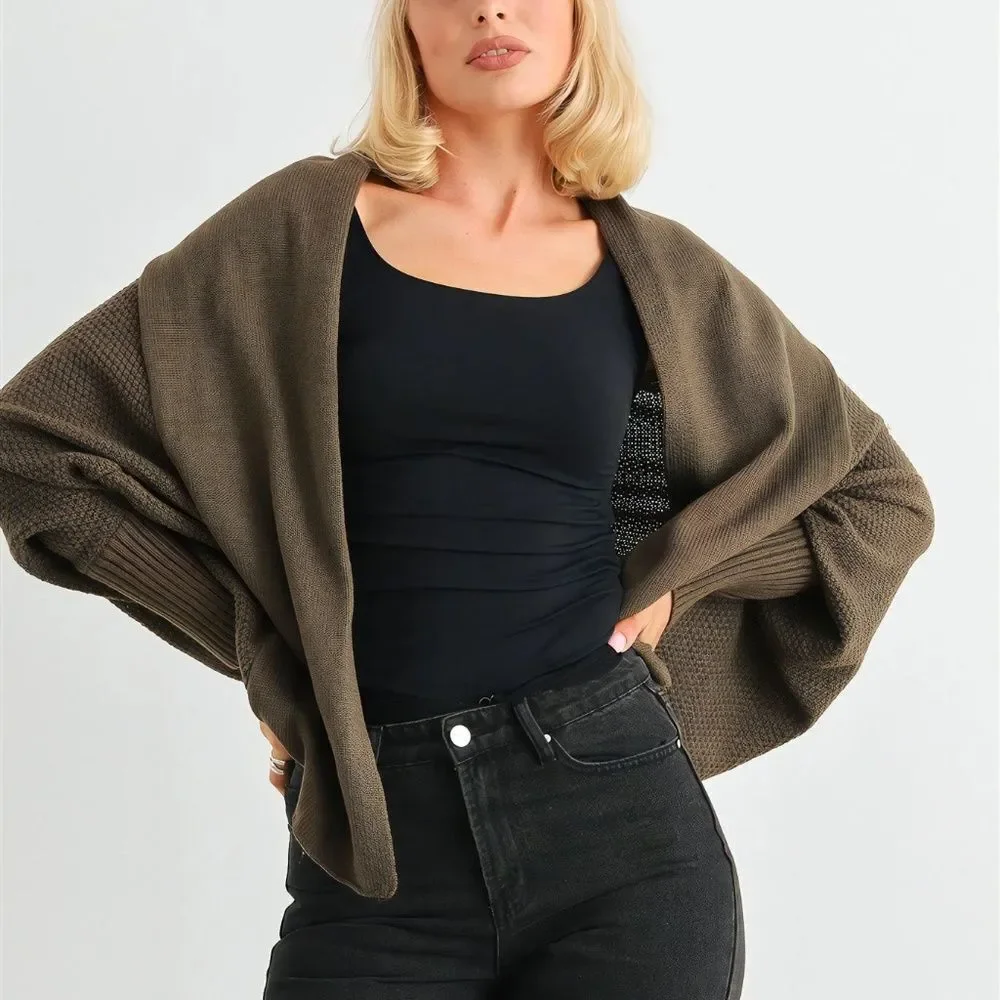 Very J Sophie Batwing Olive Cardigan - Picture 3 of 10